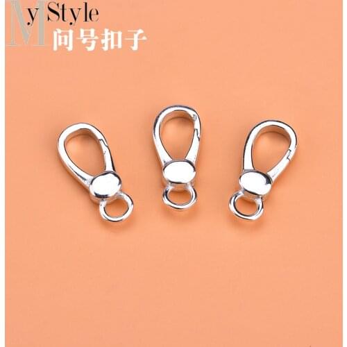S925 pure silver simple versatile silver button question mark button spring button hand woven jewelry DIY accessories material