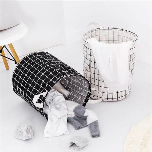 Folding Laundry Basket Waterproof Dirty Clothes Storage Bag Cotton Linen Large Collapsible Toys Clothes Storage Basket Organizer