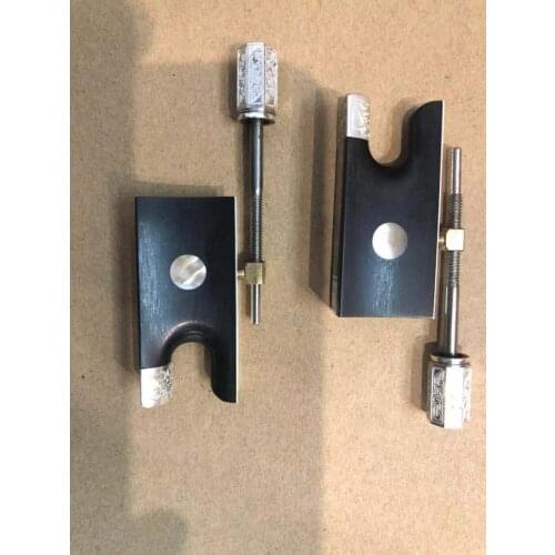 One piece violin bow parts 4/4 pure silver mounted ebony