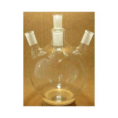 Round Bottom Glass Flask,3000ml,24/40,4-Neck,Four NeckS,3L Lab Boiling Bottle