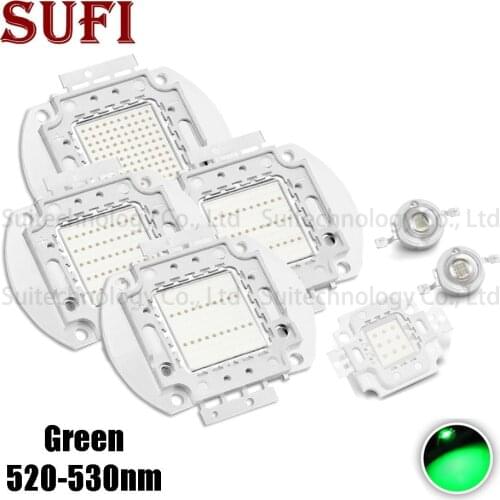 High Power LED COB Lamp SMD Bulbs Chip 1W 3W 5W 10W 20W 30W 50W 100W Green 520-530nm 1 3 5 10 20 30 50 100 W Watt 520nm 530nm