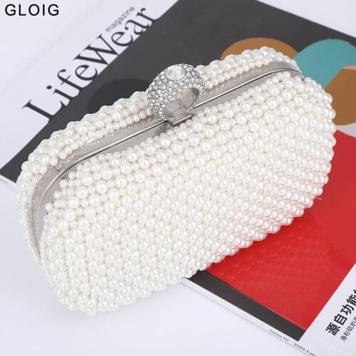 Finger Ring Diamonds Evening Bags Pearl Wedding Handbags Beading Embroidery Vintage Style Party Day Clutches