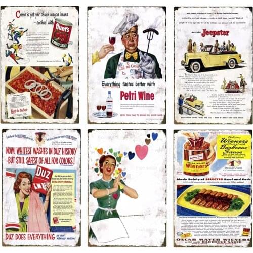 Vintage Chef Fast Food Tin Signs Metal Plaques for Resturant Kichen Wall Art Laundry Room Advertisement Iron Painting Home Decor