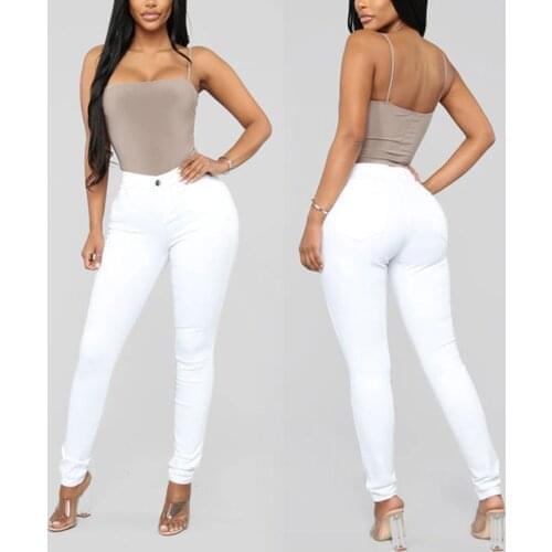 Womens Skinny Super Stretchy Jeans Pencil Pants Fashion Sexy Streetwear Trousers High Black White Blue Denim Pants