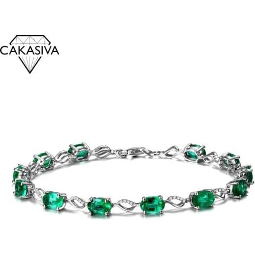 925 Silver AAA Cubic Zirconia Bracelet for Women Birthday Party Gift Emerald Silver Jewelry Wholesale