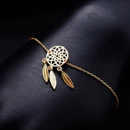 New Fashion Gold Silver Color Dreamcatcher Bracelet For Women Feather Pendant Charm Bracelets Dream Catcher Jewelry