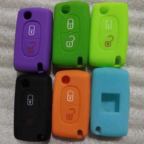 2 Buttons Silicone Car Key Cover Case For Peugeot 308 207 3008 307 807
