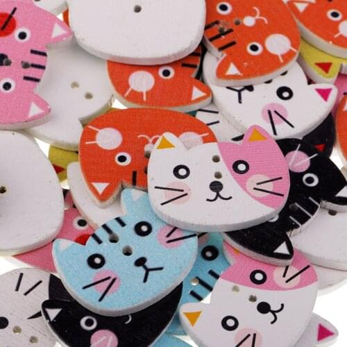 50 Pcs Different Cat Shape Buttons Scrapbooking Embellishments For