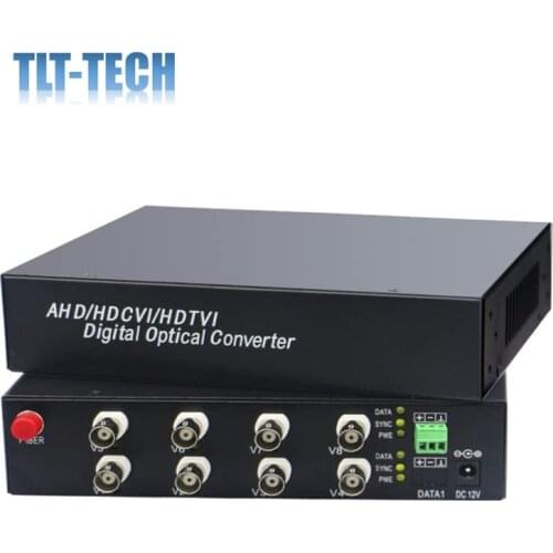 8 Channels Video Media Converters Over Fiber Optical with RS485 Data for HD CCTV 1080P 960p 720p CVI TVI AHD Cameras