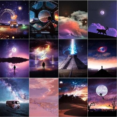 5D Diy Moon Astronaut Diamond Painting Mosaic Cross Stitch Kit Animation Landscape Oil Embroidery Home Wall Decoration Gift