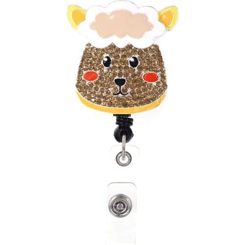 Free shipping Rhinestone ID Retractable badge with clip holder