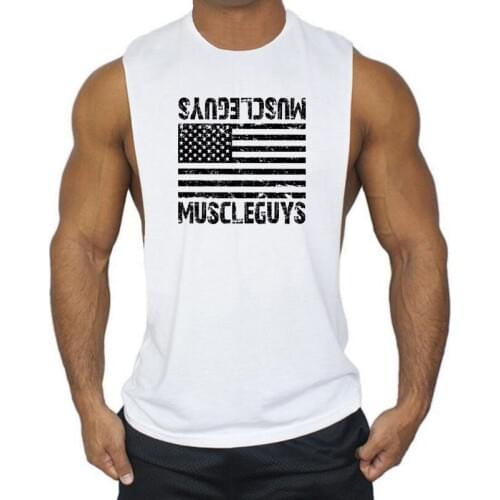 Muscleguys Brand Fitness clothing men tank tops deep cut Cotton gyms tank tops Bodybuilding Stringer Workout Singlets Undershirt