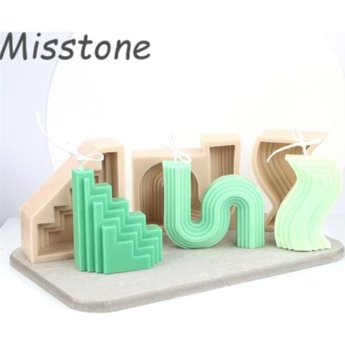 Canlde Silicone Mold Stair S-M-H-Irregular Shape Streamline Cube Mould CurvePlaster Decoration Artwork 3D DIY