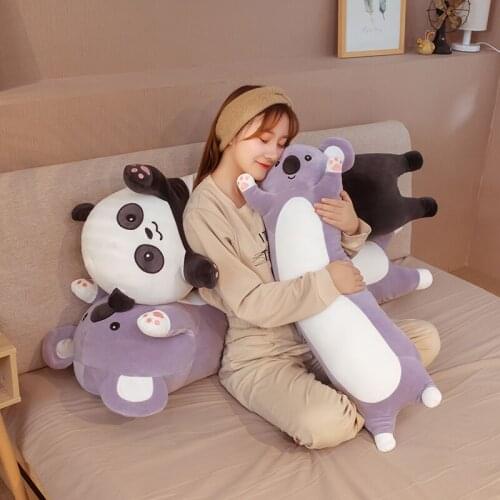 Plush Cartoon Toys Long Body Pillow Panda Koala Stuffed Baby Accompany Sleeping Dolls Kids Room Decor Soft Kawaii Plushie Gifts