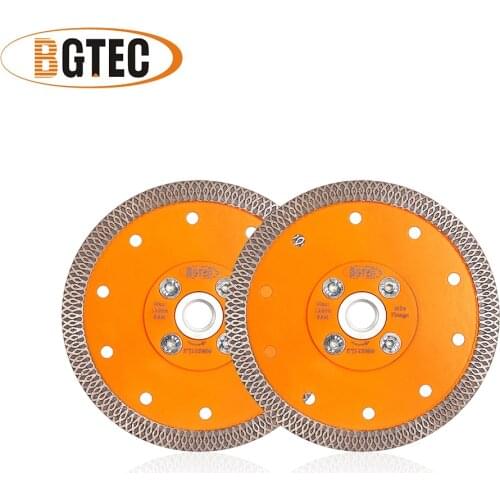 BGTEC 2pcs Dia 5inch/125mm Hot pressed Mesh Turbo Diamond Saw blade with M14 flange Cutting Disc for Ceramic Tile