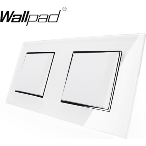 Double 1 Gang Light Switch Wallpad White Crystal Glass Double Frame EU 156*86mm 1 Gang 2 Way + 1 Gang 2 Way with Claws Mount