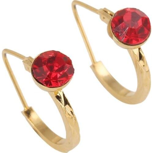 Ethiopian Small Red Stone Earrings for Girls Arab African Trendy Jewelry Gift