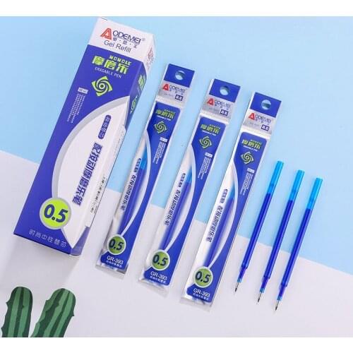 100 pcs/lot Erasable Press Gel Pen Refill 0.5mm Blue Black Signature Ink Refills Office School Stationery Writing Supplies