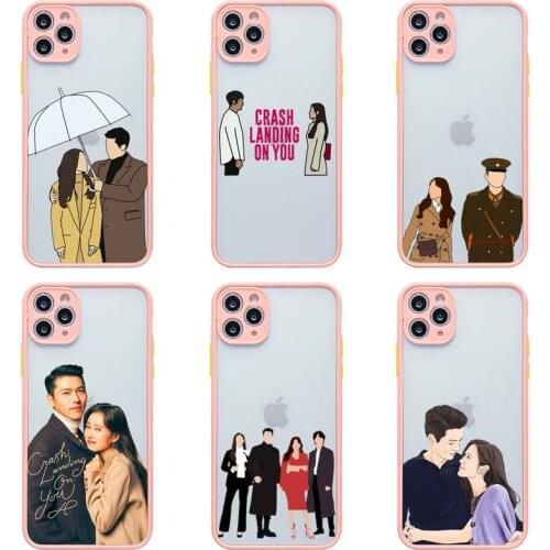 Crash Landing On You Phone Case For iphone 12 11 Pro Max Mini XS 8 7 Plus X SE 2020 XR Light pink Matte Transparent Cover