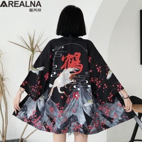 Haori Yukata Men Korean Samurai Japanese Kimono Traditional Clothing Vintage Crane Anime Kimono Beach Girls Cosplay Dress Shirts