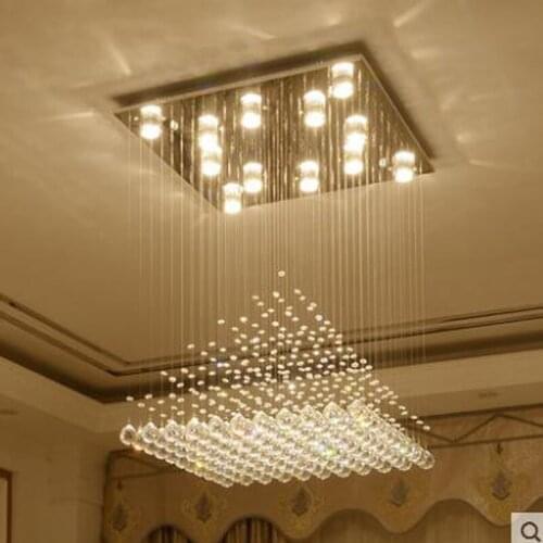 Crystal chandelier living room lamp rectangle simple modern bedroom study room lamp warm romantic crystal lamps led fixture lamp