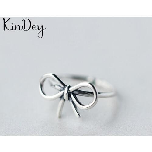 Kindey Exaggerated Retro Silver Color Bow Rings For Women Engagement Rings Vintage Open Finger Jewelry