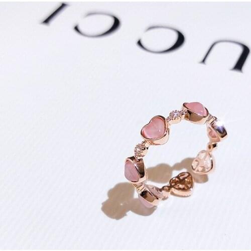 New Korean Style Fashion Jewelry Heart-shaped Ring for Women Cats Eye Luxury Open Wedding Rings Size Adjustable Wholesale 2021