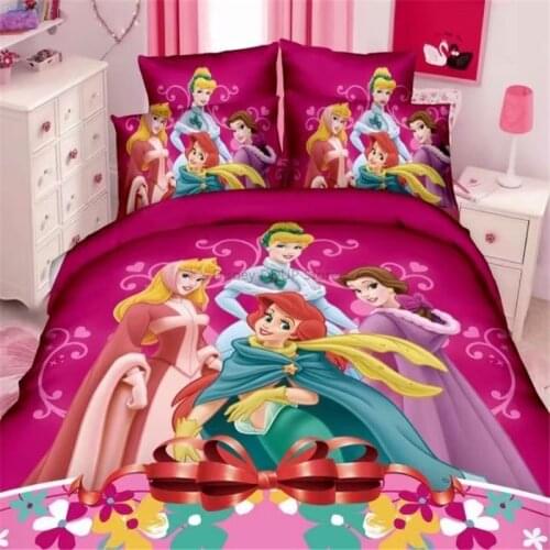 Disney Cinderella Aurora Ariel Belle Princess Bedding Sets Avengers Captain America Spider Man Duvet Cover Bed Sheet Pillowcases