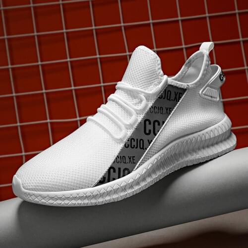 Men Sneakers Casual Shoes White Mesh Breathable Trainers Lightweight Comfortable Outdoor Sport Men Shoe Big Size 46 Dropshipping