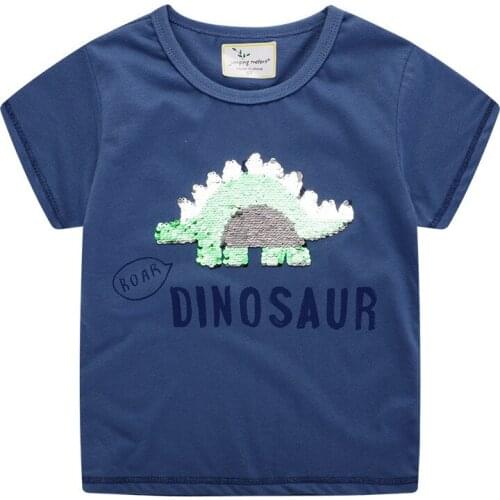 Baby Summer Casual T shirts 100% Cotton Dinosaur Beading Boys Girls Tees Tops with Animals Children Clothing T shirt