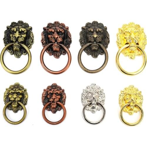 Furniture Handles Beast for Lion Head Antique Alloy Handle Wardrobe Drawer Door Pull Retro Decoration 1PCS With Screw
