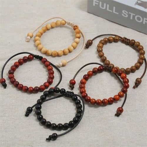 Fashion 8mm New Natural Wood Beads Bracelets Men Black Ethinc Meditation Brown Bracelet Women Prayer Jewelry Yoga Bracelet Homme