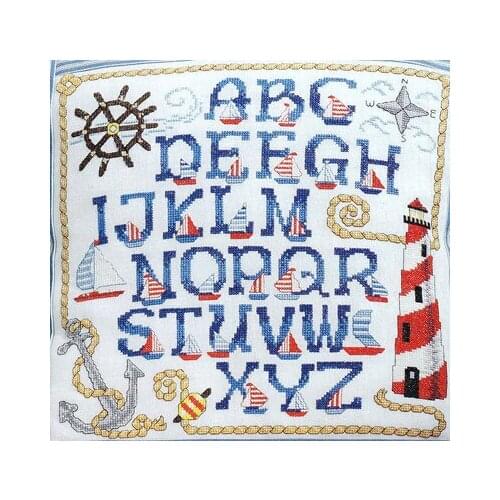 Fishxx Cross-Stitch Kits Gold84-5 Nautical the alphabet Children room printing Need to Sets embroidery on needlework thread