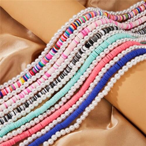 20 Styles 2Pcs Soft Pottery Polymer Clay Pearl Beaded Choker Necklaces For Women Bohemian Ethnic Collar Necklace Jewelry Gifts