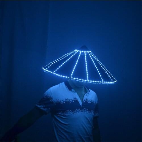 P83 Party ballroom dance led light costumes dj luminous hats bar robot men suit glowing led hat stage show headpiece dj wears