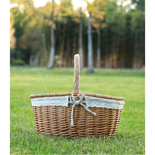 Woven Wicker Basket Picnic Camping Storage Basket Bread Fruit Food Breakfast Flower Display Box Kitchen Orginazer Home Decor