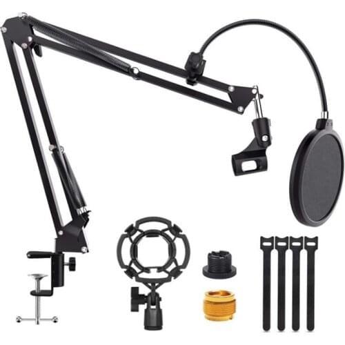 Microphone Boom Arm Stand Adjustable Suspension Scissor Stand with 3/8 to 5/8inch Screw Adapter,for Blue Snowball,Etc