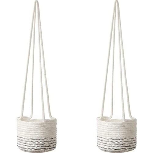 Hanging Rope Planter Basket Cotton Rope Woven Plant Hangers Indoor Outdoor Woven Plant Pot Home Decoration