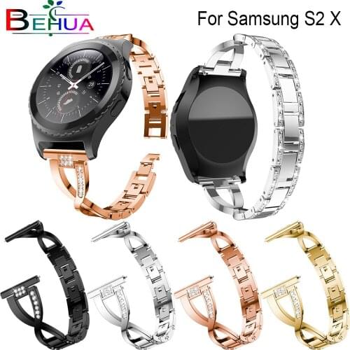 Belt For Samsung Gear Sport S2 Bling Diamond Watch Band For Samsung Gear Sport Metal Steel Replacement fashion watch Strap band