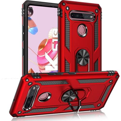 Luxury Armor Shockproof Case For LG K51S case LG K40S Silicone Hybrid Cover For LG K51S Metal Ring capa