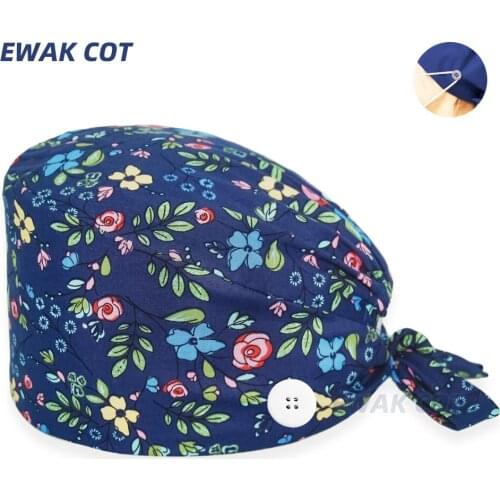 Cartoon Floral Plant Embroidery Nurse Hats Beauty Salon Pharmacy Working Scrub Caps Lab Clinic Dentist Surgicals Cap