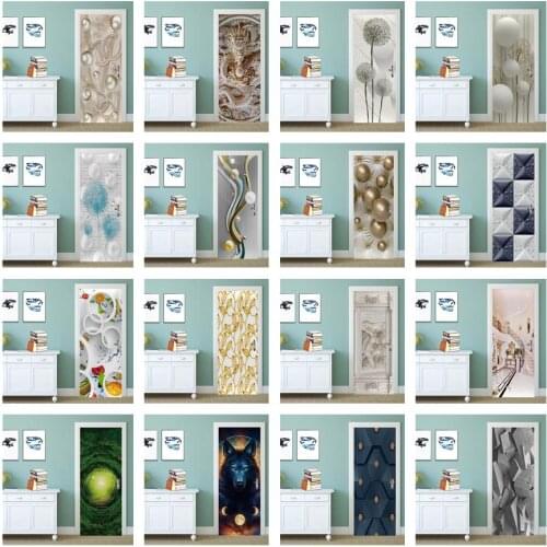 3D Dragon Pearl Self-Adhesive PVC Wallpaper For Door DIY Removable Wall Sticker Decal Poster Home Design Art Mural Deurstickers