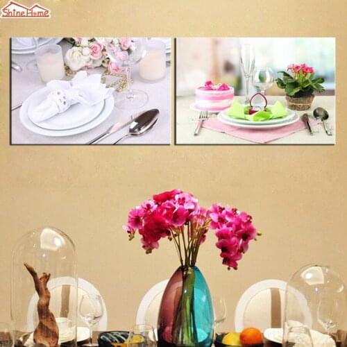 ShineHome-2pcs Wall Art Canvas Prints Paintings Cutlery Modular Dacorative Picture for Kitchen Restaurant Dining Living Room Art