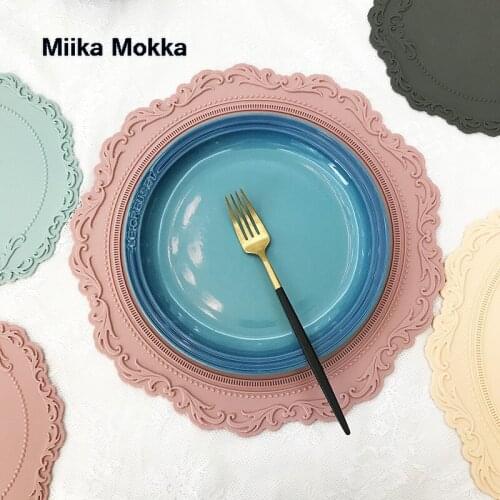 Silicone Place Mat Round Lace Shape Pad Korean Dining Silicone Insulation Pad Photo Frame Decoration Wedding Coasters