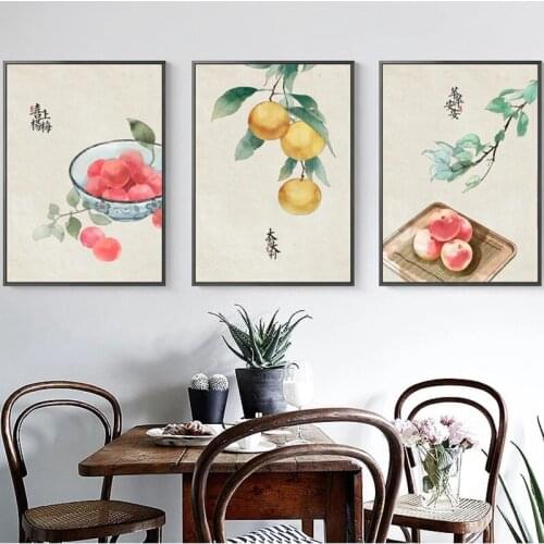 Nordic Fruit Lychee Pear Persimmon Apple Bayberry Canvas Paintings Posters And Print Wall Art Picture Bedroom Home Decoration