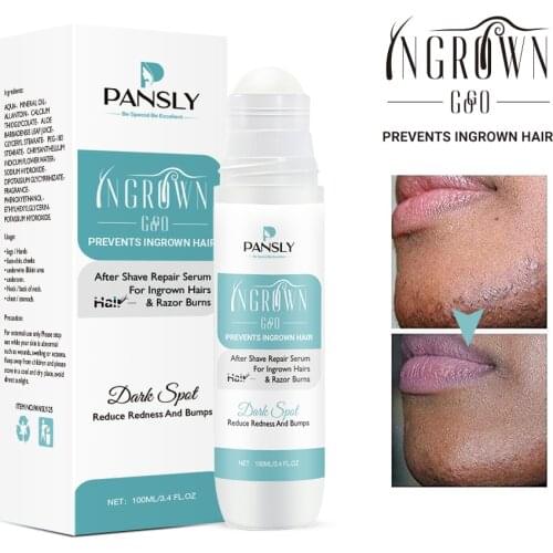 100ML Pansly Ingrown Hair Serum Smoothing Skin Reduce Dark Spots, Redness Razor Burns Solution After Shave Razor Bump Stopper