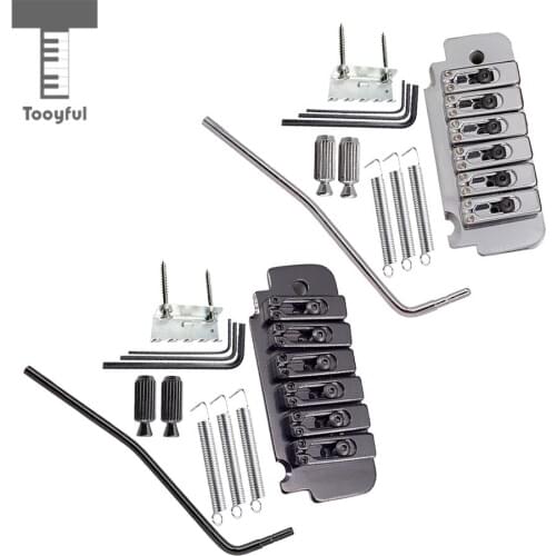 Tooyful 1 Set Zinc Alloy Tremolo Bridge System with Tremolo Bar Screws Wrench Studs for 6 String Electric Guitar Parts