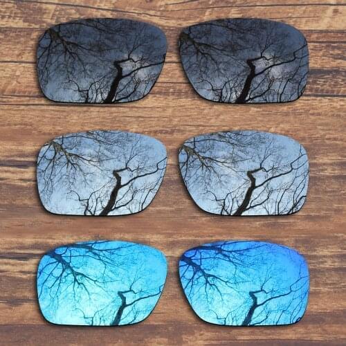 ToughAsNails 3 Pairs Black.Silver.Blue Polarized Replacement Lenses for Oakley Ten X OO9128 Sunglasses