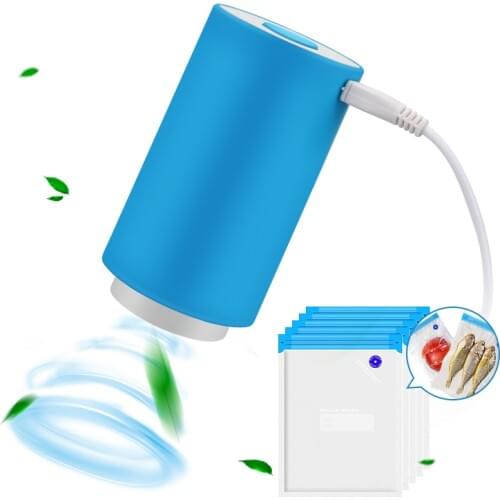 Mini USB Automatic Compression Vacuum Pump Food Sealer Clamp Snack Fresh Fruit Rod Strip Kitchen Tool With 5 Bags Organizer