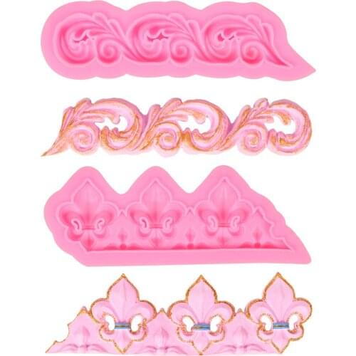 Vintage Relief Triple Flowers Laces Decoration Silicone Mold Vintage Relief Fondant Pastry Moulds Baking Cake Decorating Tools